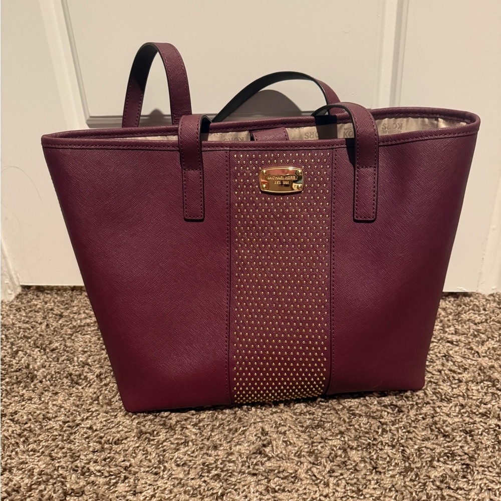 Plum Michael Khors gold studded tote